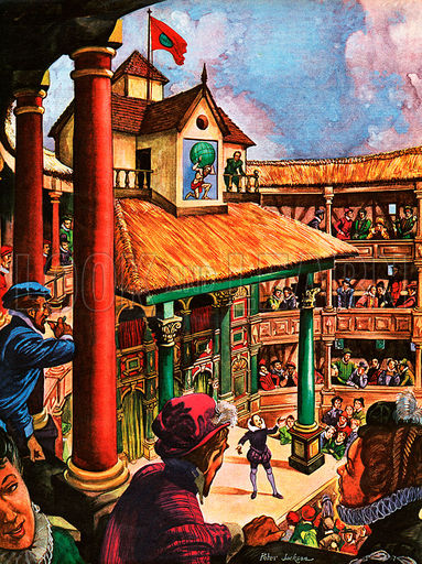 Shakespeare performing at the Globe Theatre